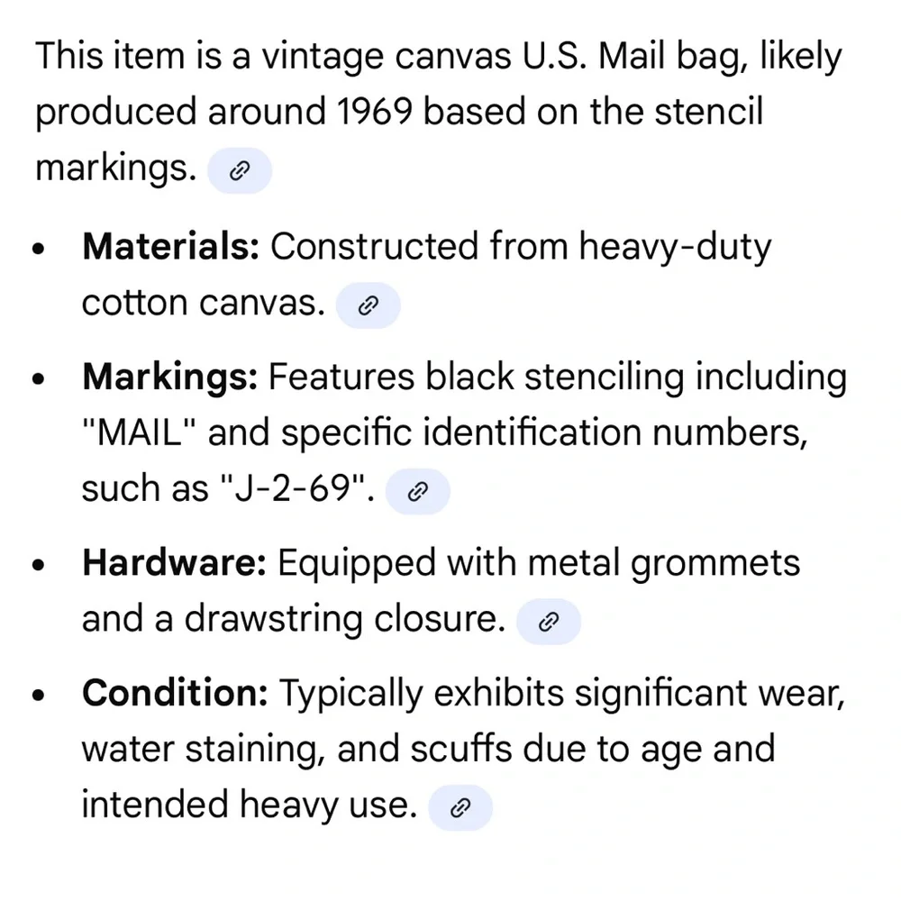 VINTAGE US mail bag 1969